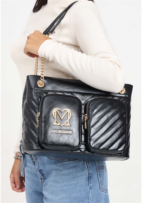 Shopper nera da donna con logo LOVE MOSCHINO | JC4322PP0LKM0000